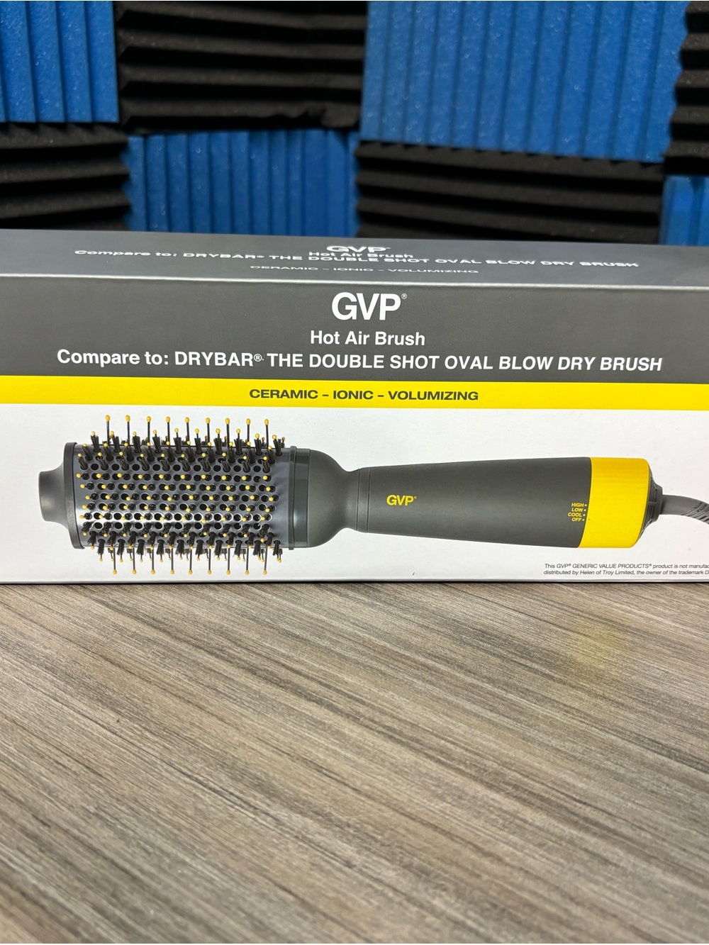 GVP Hot Air Brush in Gray and Yellow - Volumizing Ceramic Ionic Styling Brush